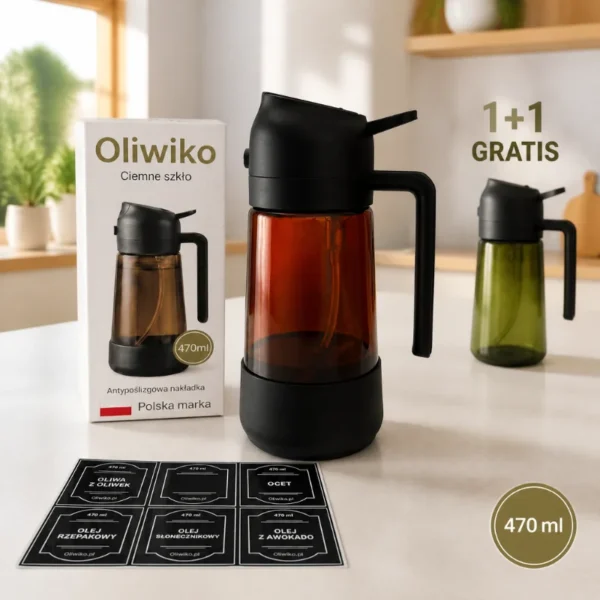 Oliwiko 2w1 Premium – ciemne brązowe szkło i antypoślizgowa podstawa