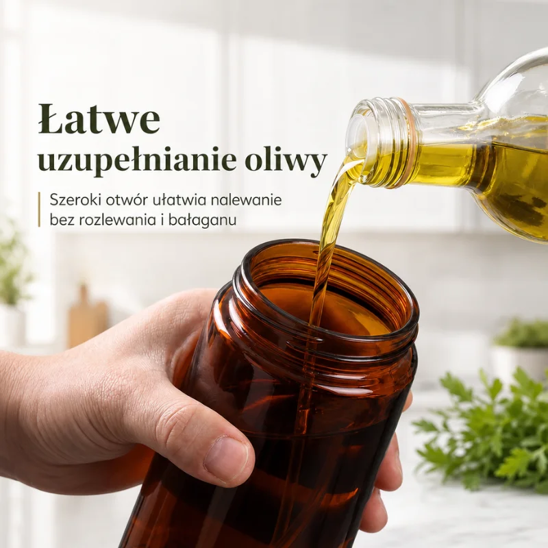 Oliwiko — klapka na górze, wlewanie jak z butelki